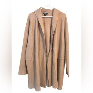 Jones New York Camel Wool Blend Duster Cardigan – 1X Open Front